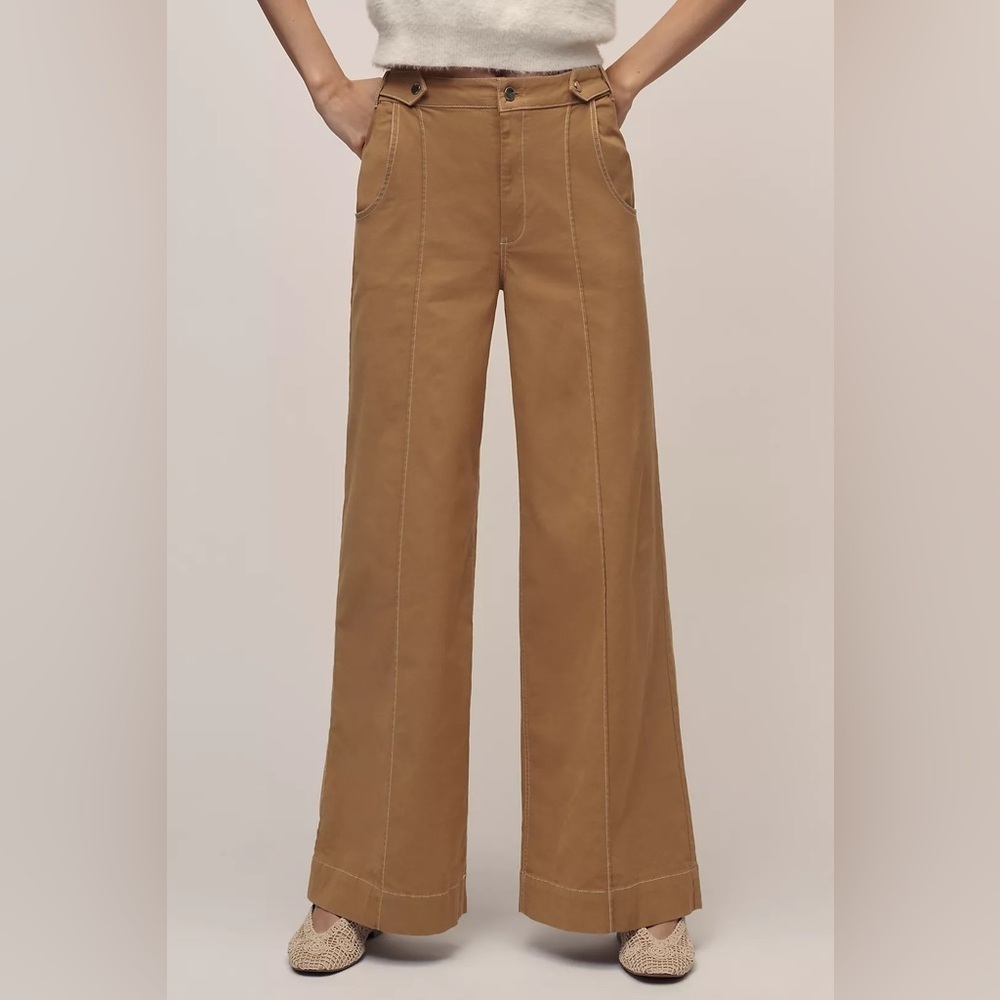 ❤️HP❤️ NWT Size 10P - Anthropologie Linen Cotton High-Rise Wide-Leg Pants